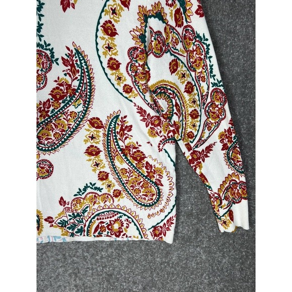 JM Collection Floral‎ Paisley Knit Ribbed Sweater Womens Medium Rayon Nylon - Picture 7 of 16